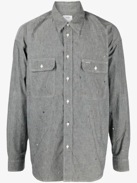 visvim logo-print paint-splatter shirt