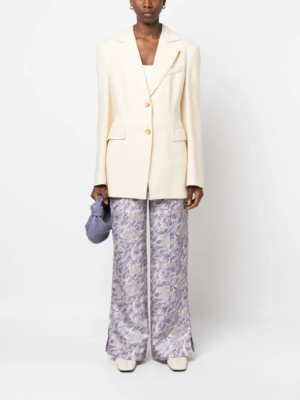 Jil Sander Broek met bloemenprint - Beige