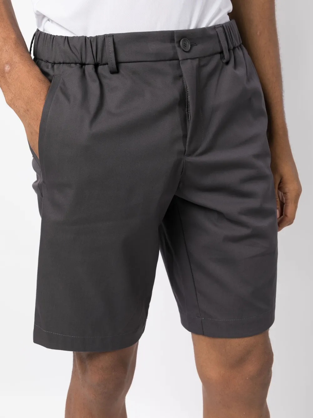 Hugo Boss Logo-patch Slim-fit Shorts In Grey