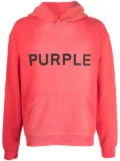 Purple Brand logo-print cotton hoodie - Red