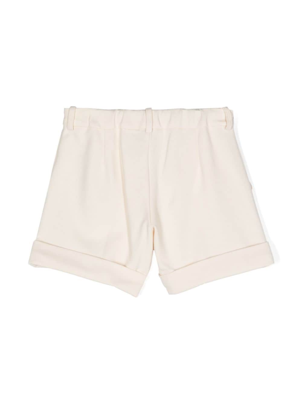 Shop Moschino Logo-embroidered Jersey Shorts In Neutrals