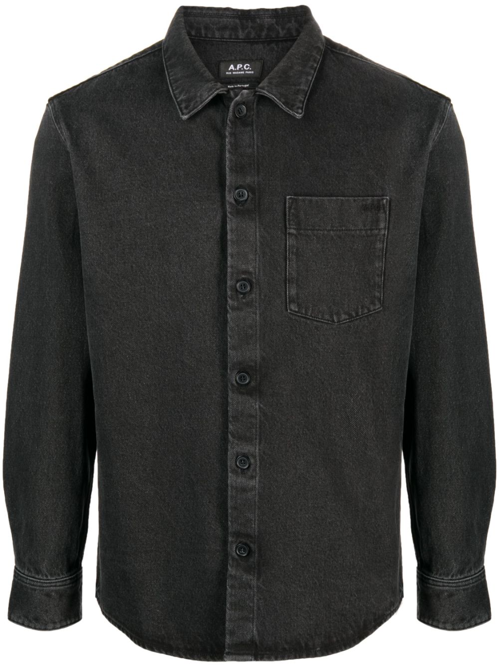 Shop Apc Button-up Cotton Shirt In Black