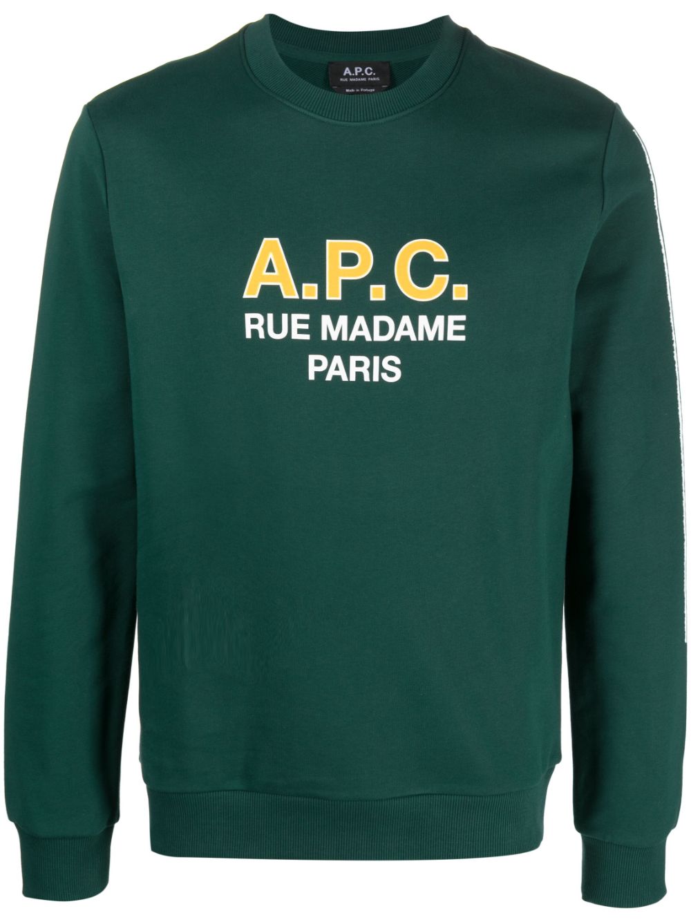 Shop Apc Logo-print Cotton Sweatshirt In Green