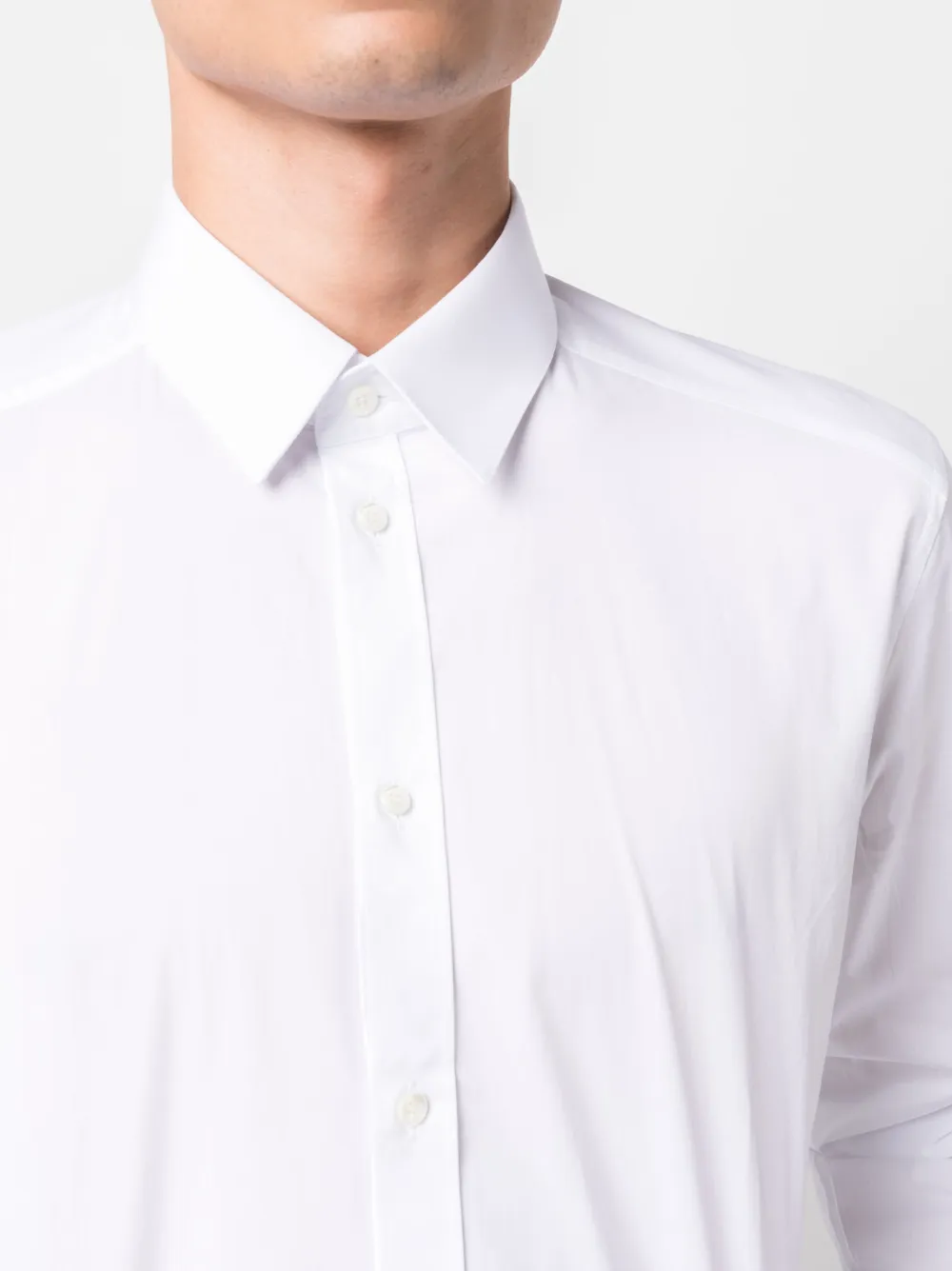 Shop Dolce & Gabbana Long-sleeve Cotton Shirt In White