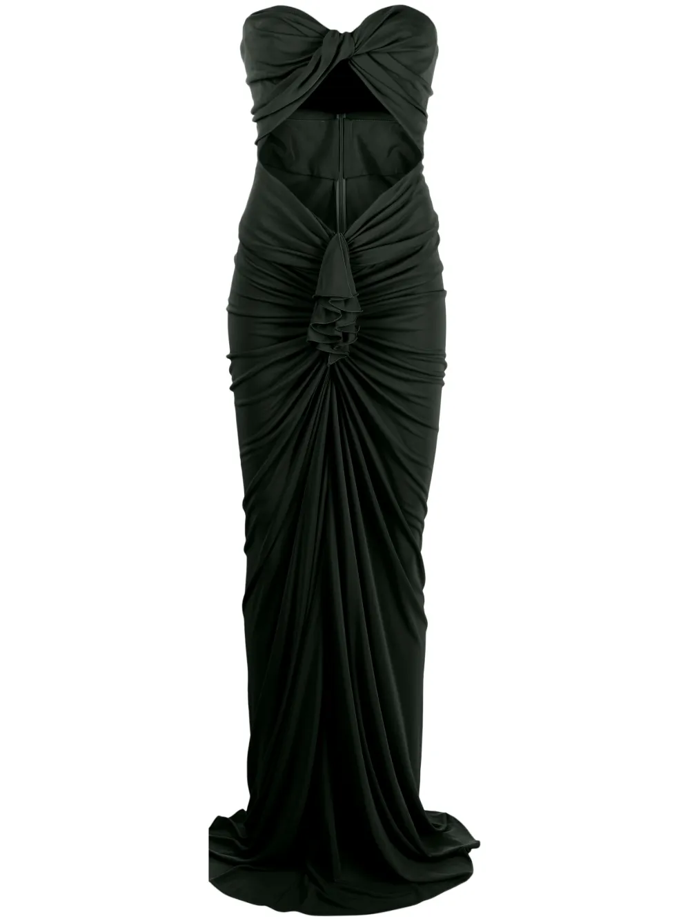 cut-out ruched strapless gown