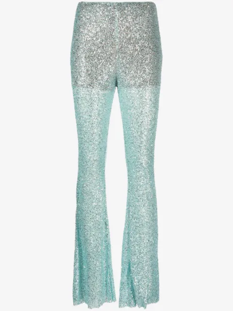 Self-Portrait sequin-embellished mesh trousers