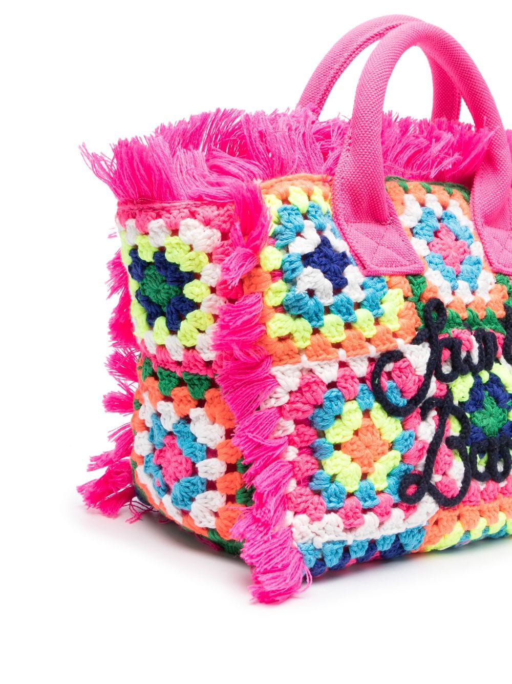 Shop Mc2 Saint Barth Crochet Fringed Tote Bag In Pink