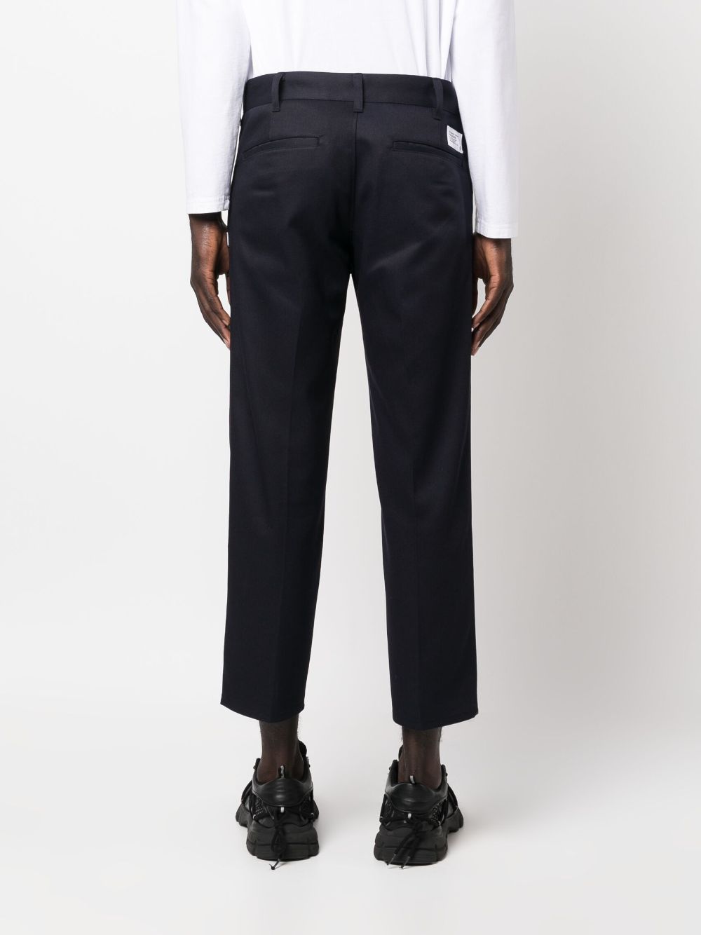 Shop Neighborhood Logo-patch Cropped Trousers In Blue