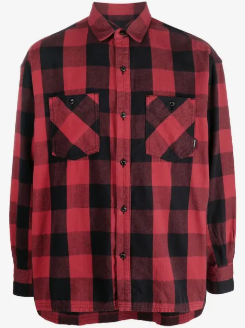 Neighborhood check-pattern cotton shirt