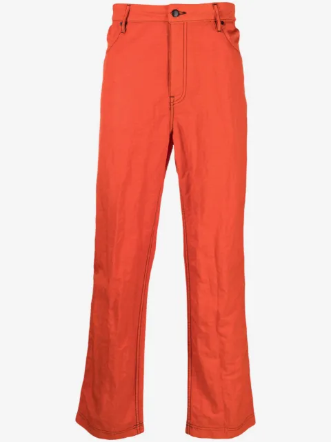 Eckhaus Latta crinkled-finish straight-leg trousers