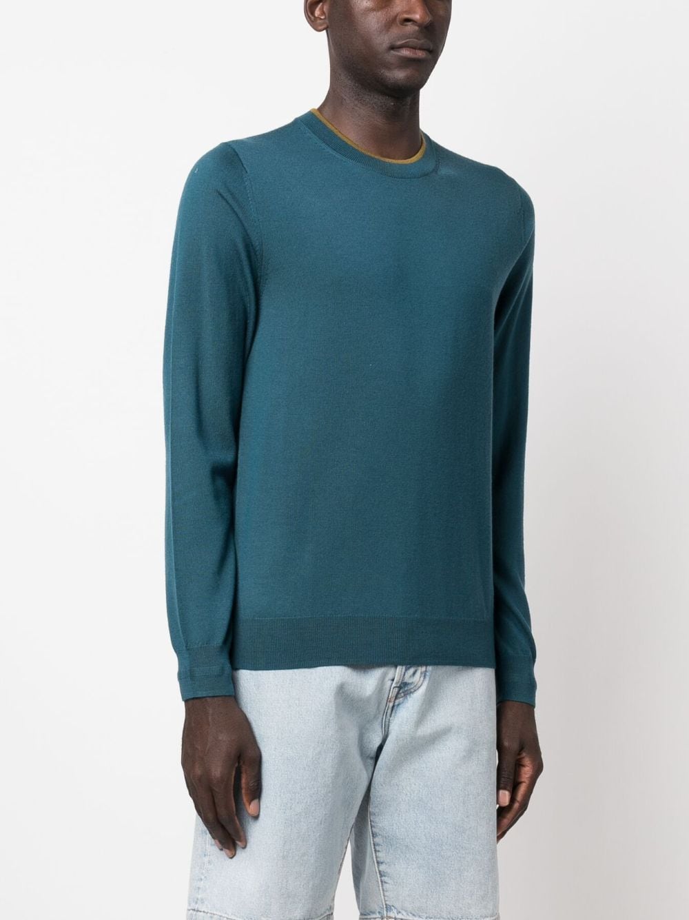 Shop Ps By Paul Smith Logo-embroidered Merino Sweatshirt In Blue