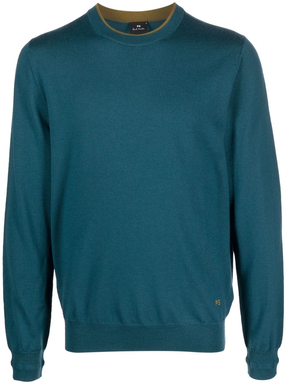 Ps By Paul Smith Logo-embroidered Merino Sweatshirt In Blue