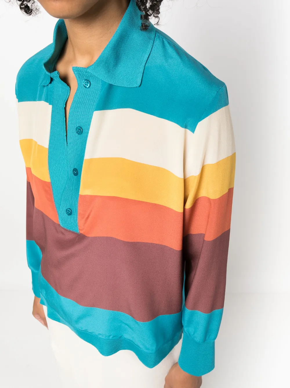 Paula Striped Silk Blouse In Blue