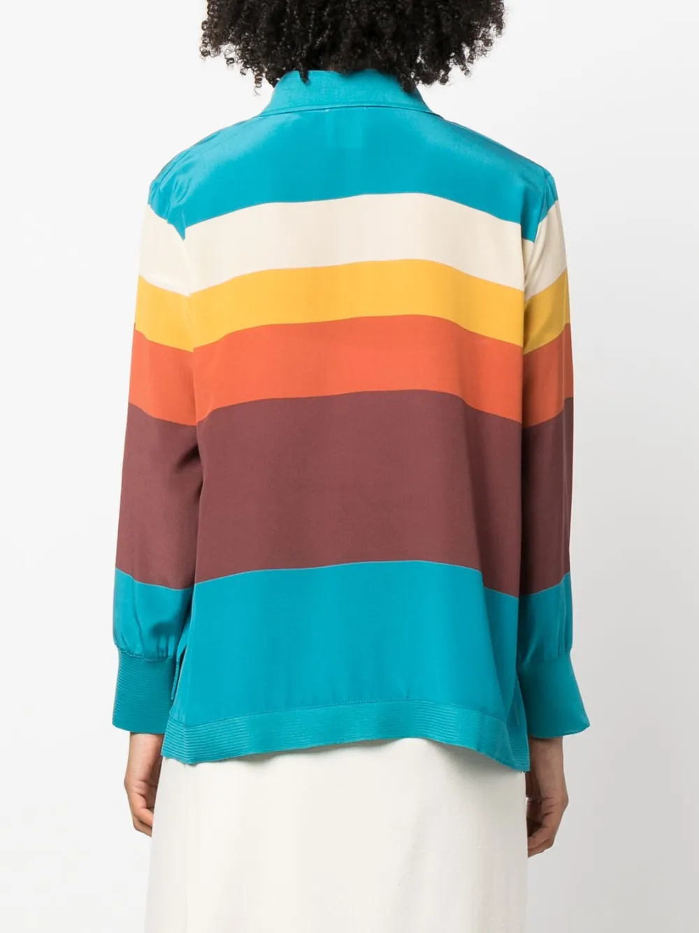 Paula Striped Silk Blouse In Blue