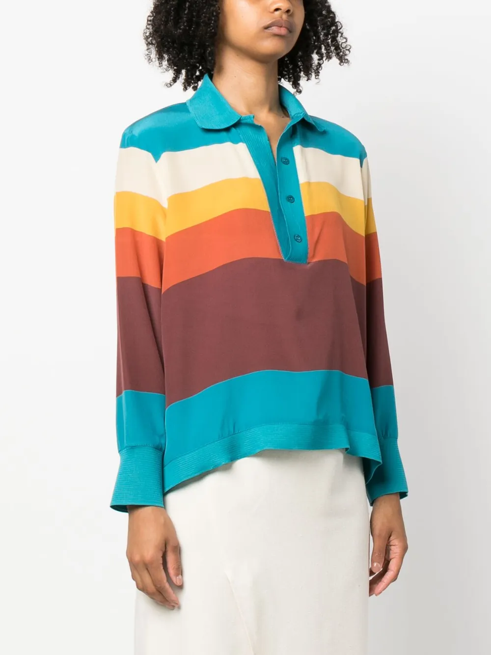 Paula Striped Silk Blouse In Blue