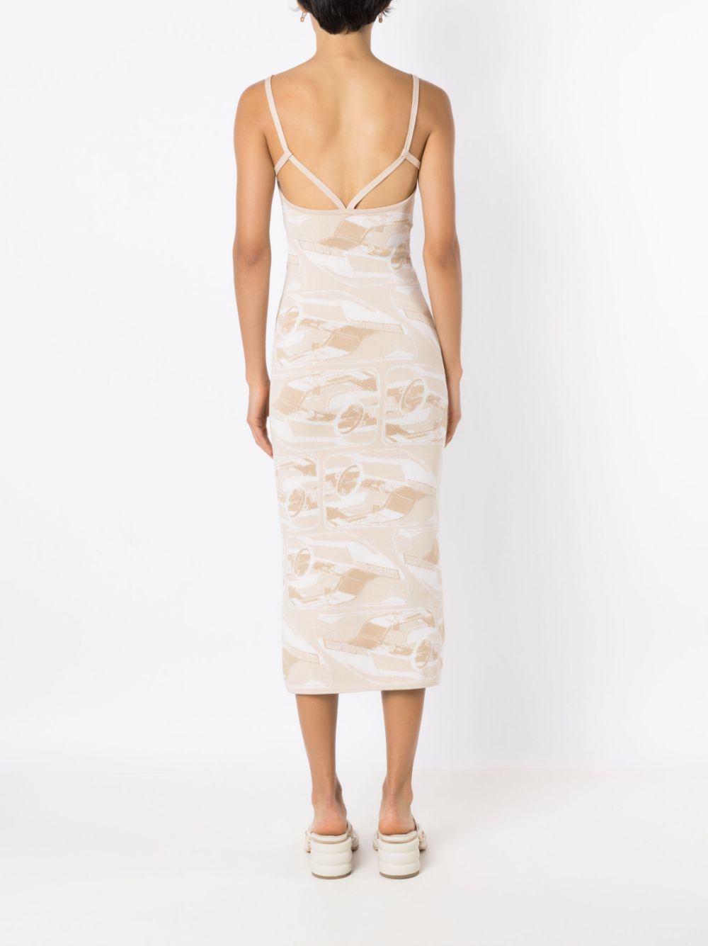 Shop Misci Intarsia-knit Sleeveless Midi Dress In Neutrals