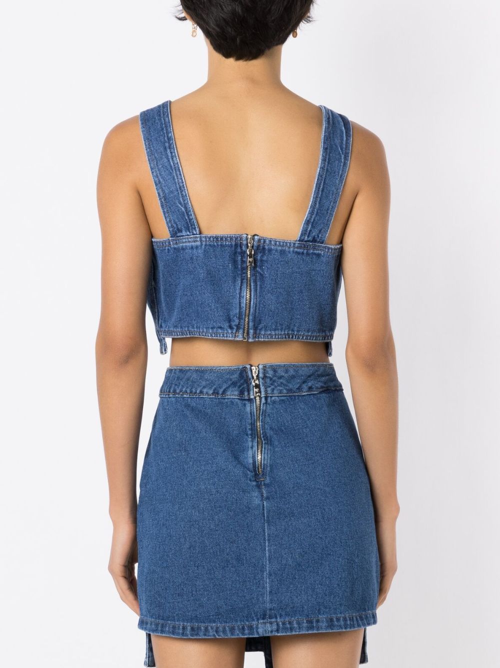 Shop Misci Pixel Denim Cropped Top In Blue