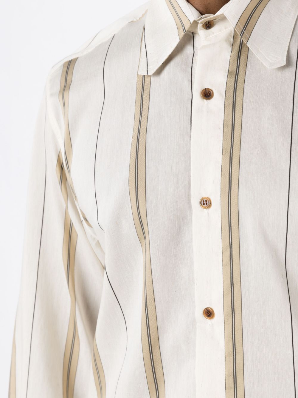 Shop Misci Striped Long-sleeve Buttoned Shirt In Neutrals