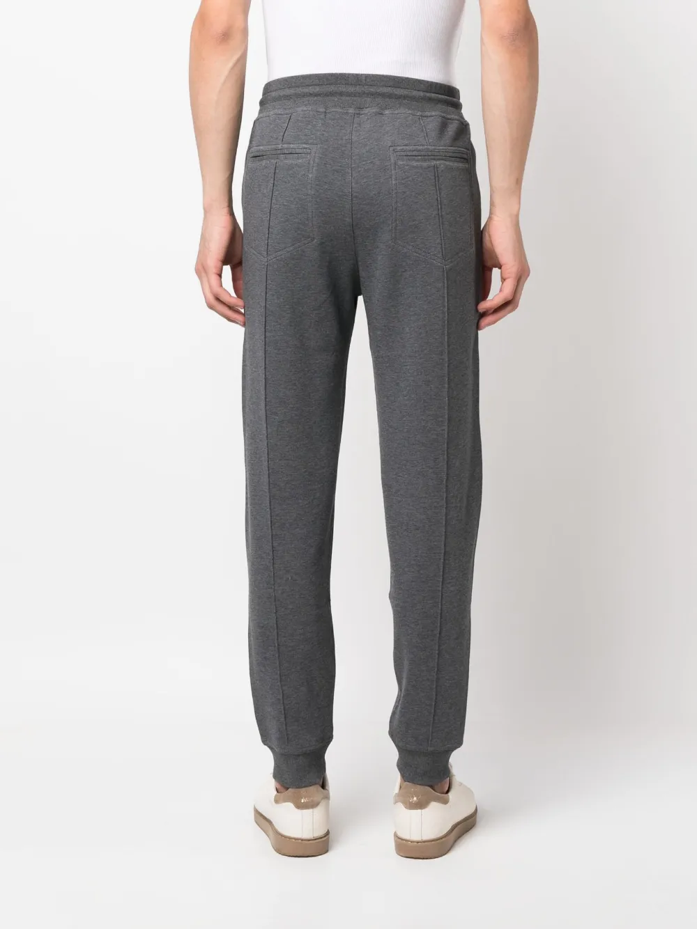 Brunello Cucinelli Tapered Cotton-blend Track Pants In Grey