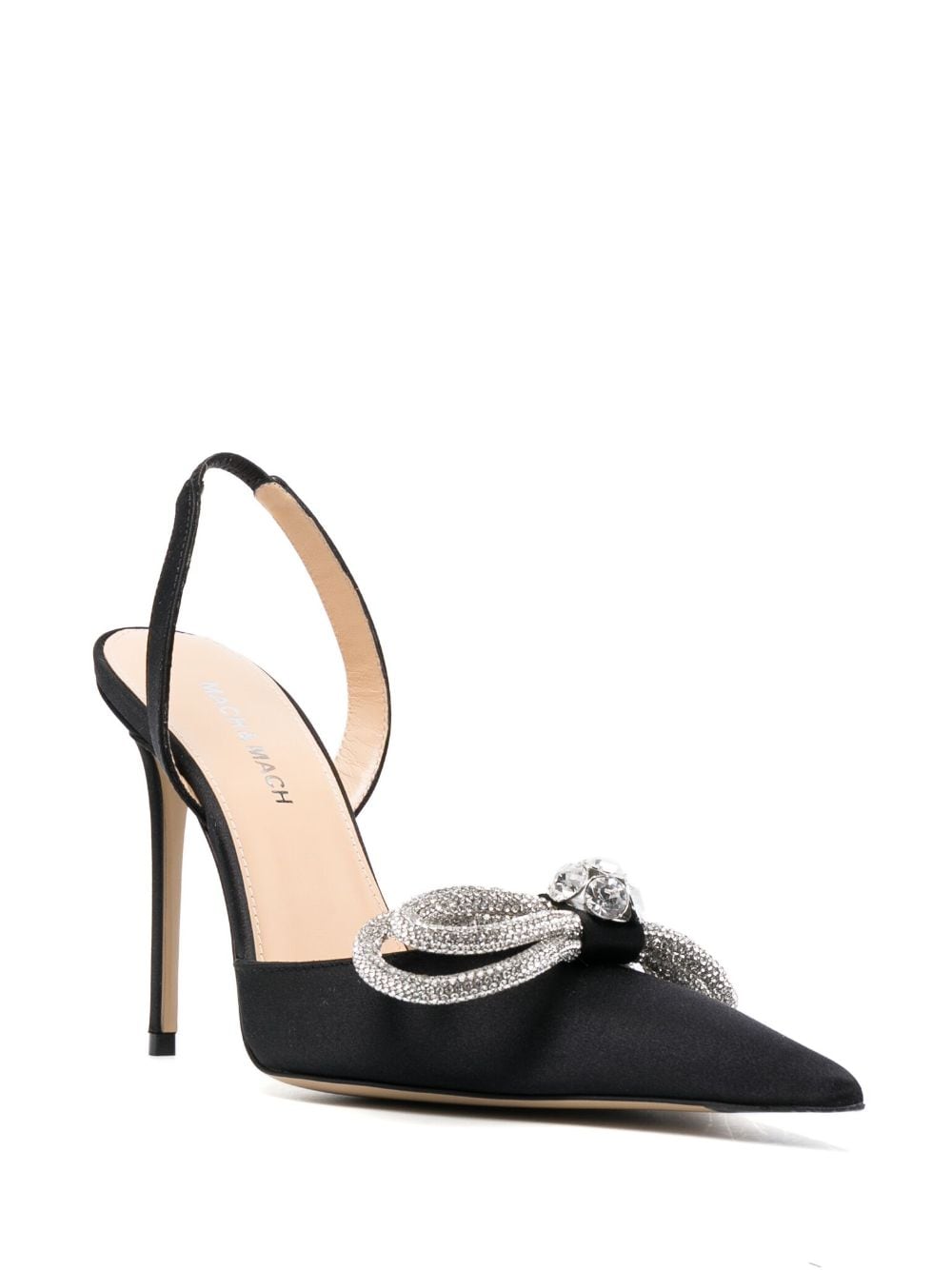 Shop Mach & Mach Double Bow 100mm Slingback Pumps In Black