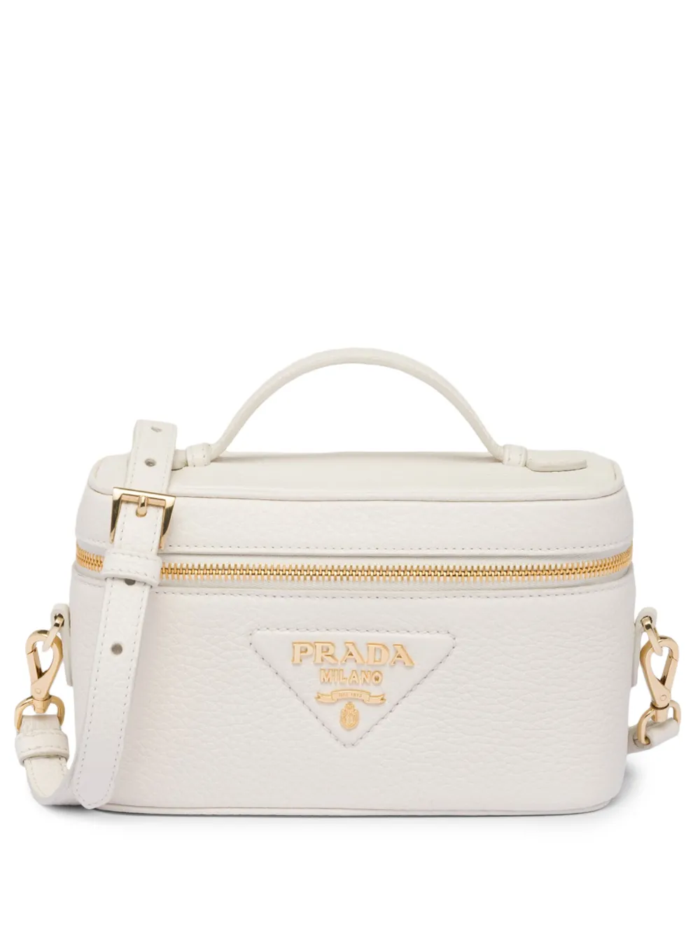 Prada sac mini en cuir à plaque logo - Blanc Top Merken Winkel