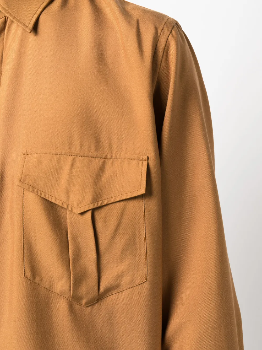 Bally Pointed-collar Silk Shirt in Brown, view 5