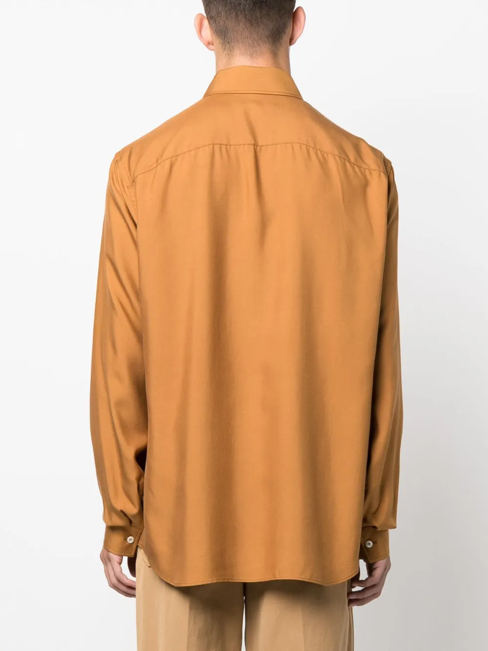 Bally Pointed-collar Silk Shirt in Brown, view 4