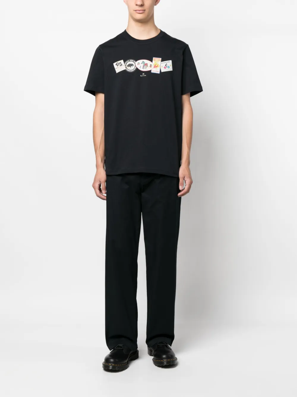 PS Paul Smith graphic-print organic cotton T-shirt - Blauw