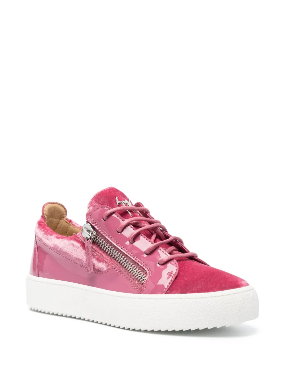 Giuseppe Zanotti logo-plaque velvet sneakers - Roze