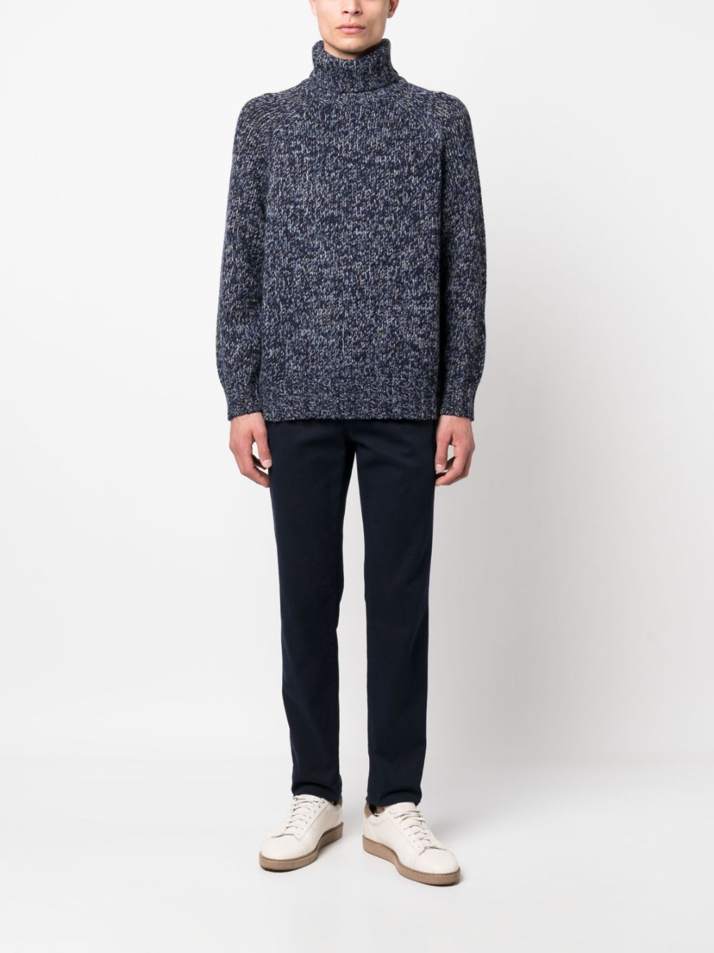 Brunello Cucinelli mélange high-neck thick-knit jumper - Blauw