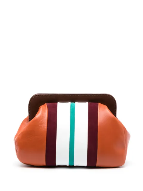 PAULA - stripe-detail leather clutch bag
