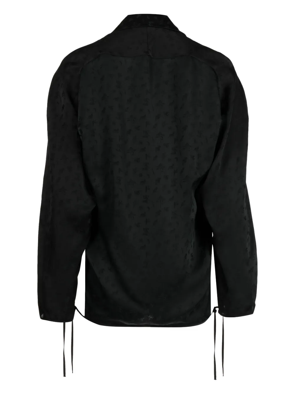 Kiko Kostadinov Floral-print V-neck Drawstring Blouse In Black