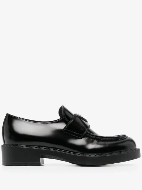 Prada Chocolate logo plaque 40mm loafers