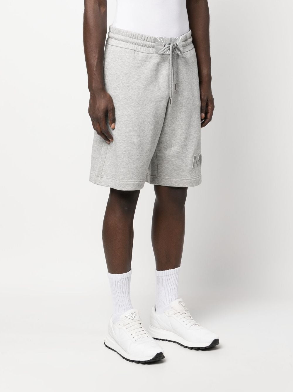 Shop Moncler Logo-print Drawstring Shorts In Grey