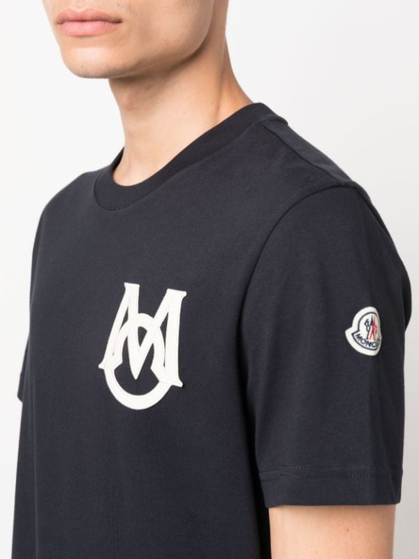 Logo Cotton Jersey T Shirt in Black - Moncler