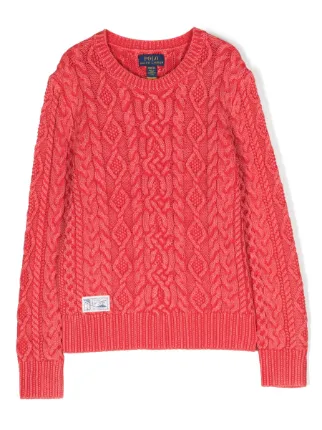 POLO RALPH LAUREN KIDS アラン ケーブルニット セーター | レッド 