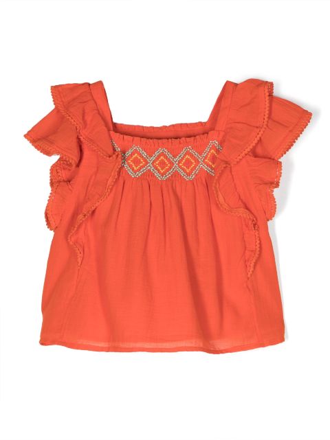 Ralph Lauren Kids blouse volantée à broderies 