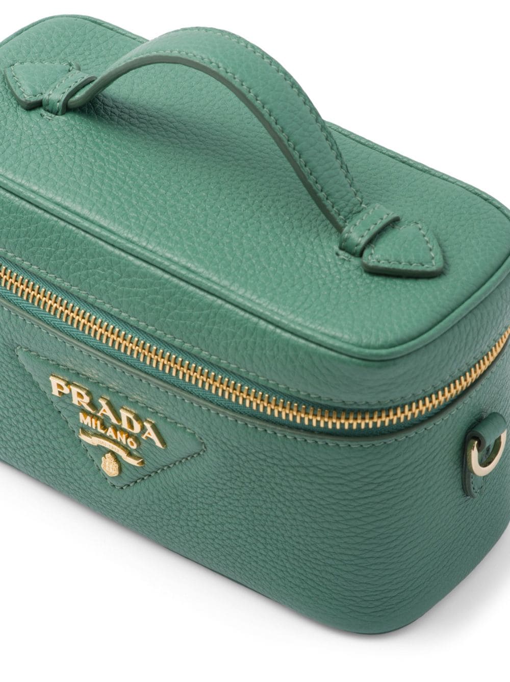 Shop Prada Logo-plaque Leather Mini-bag In Green