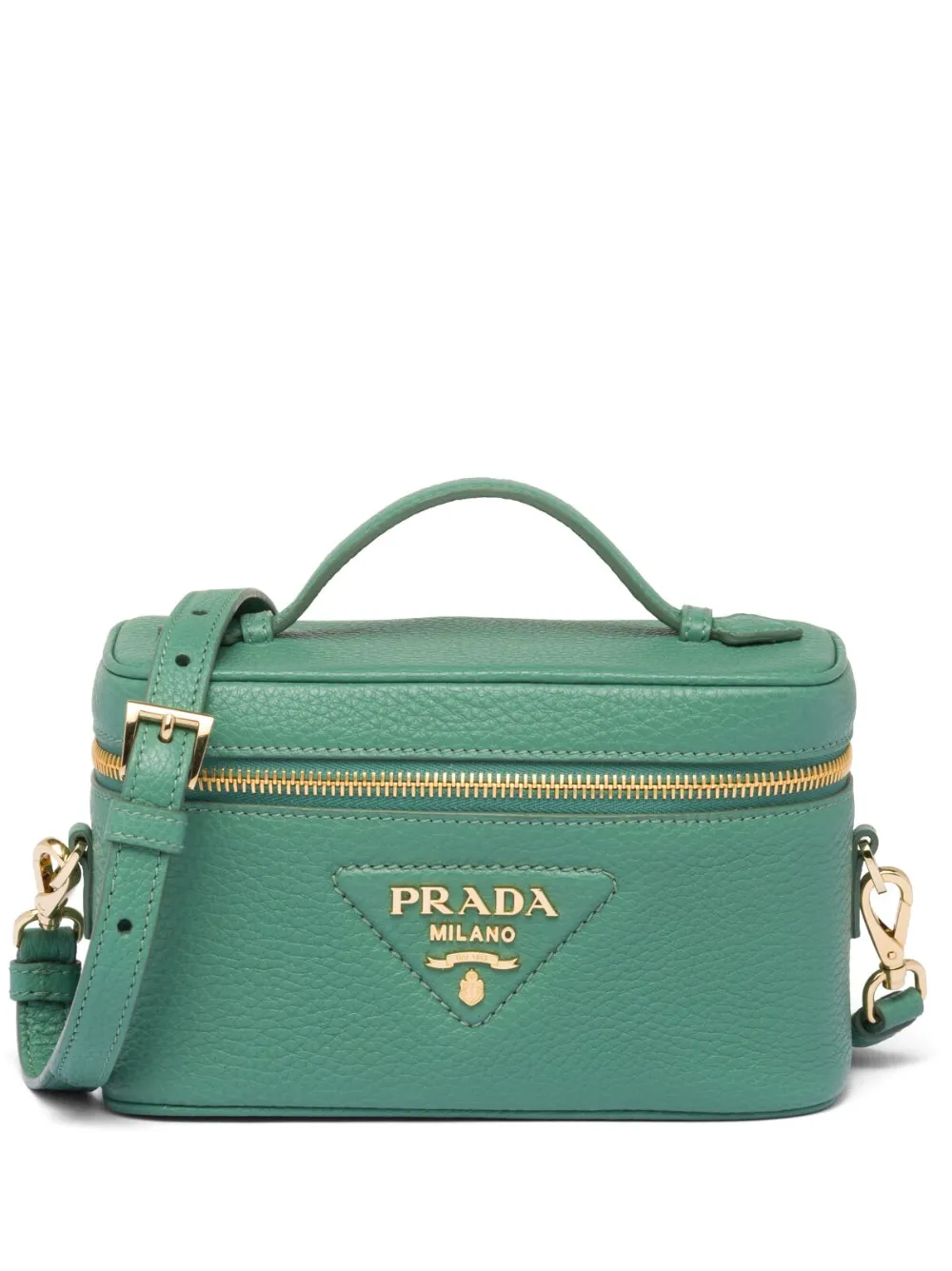 Prada sac mini en cuir à plaque logo - Vert Top Merken Winkel
