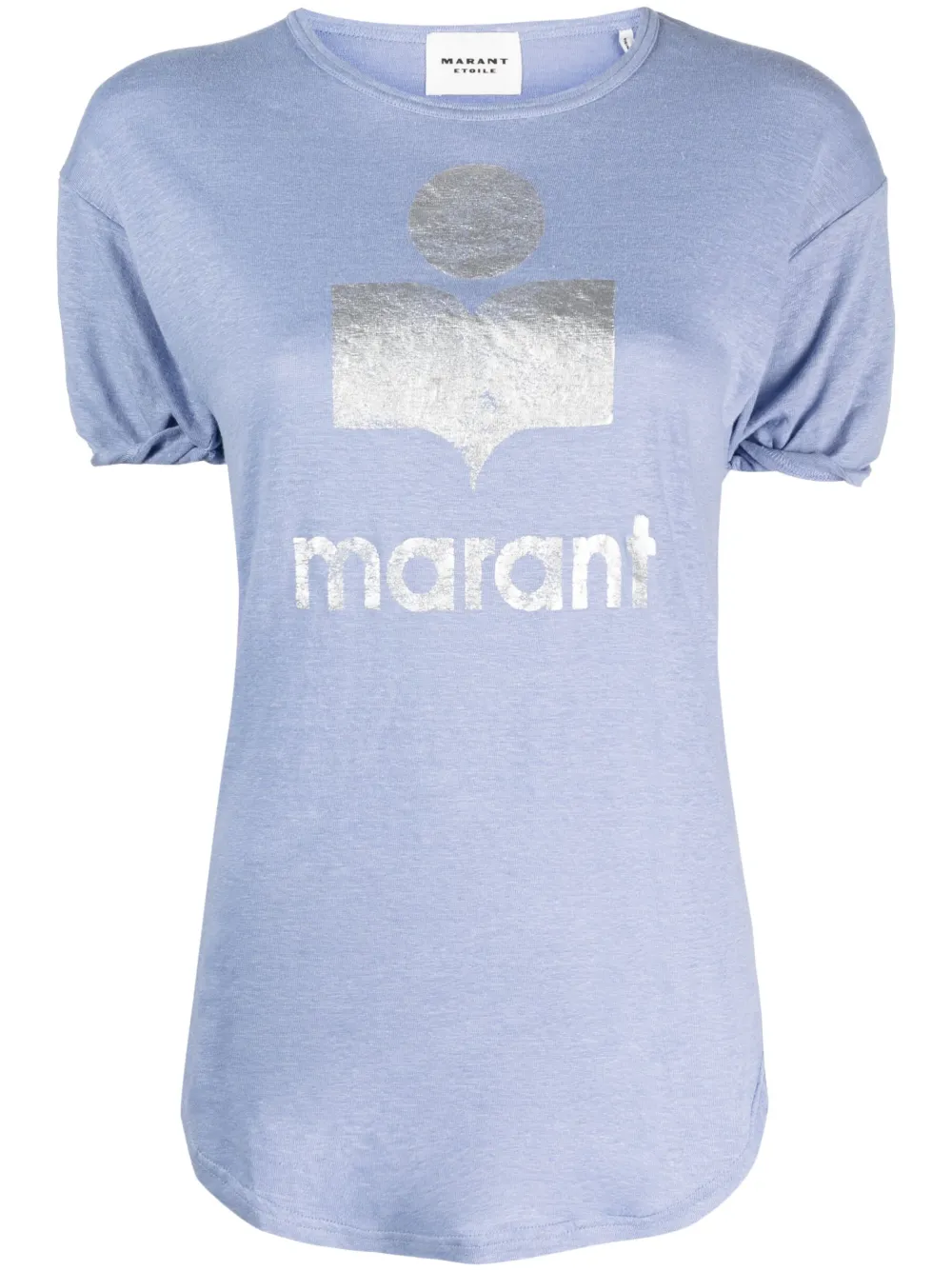 Marant Etoile Zewel Logo Linen T-shirt In Blue