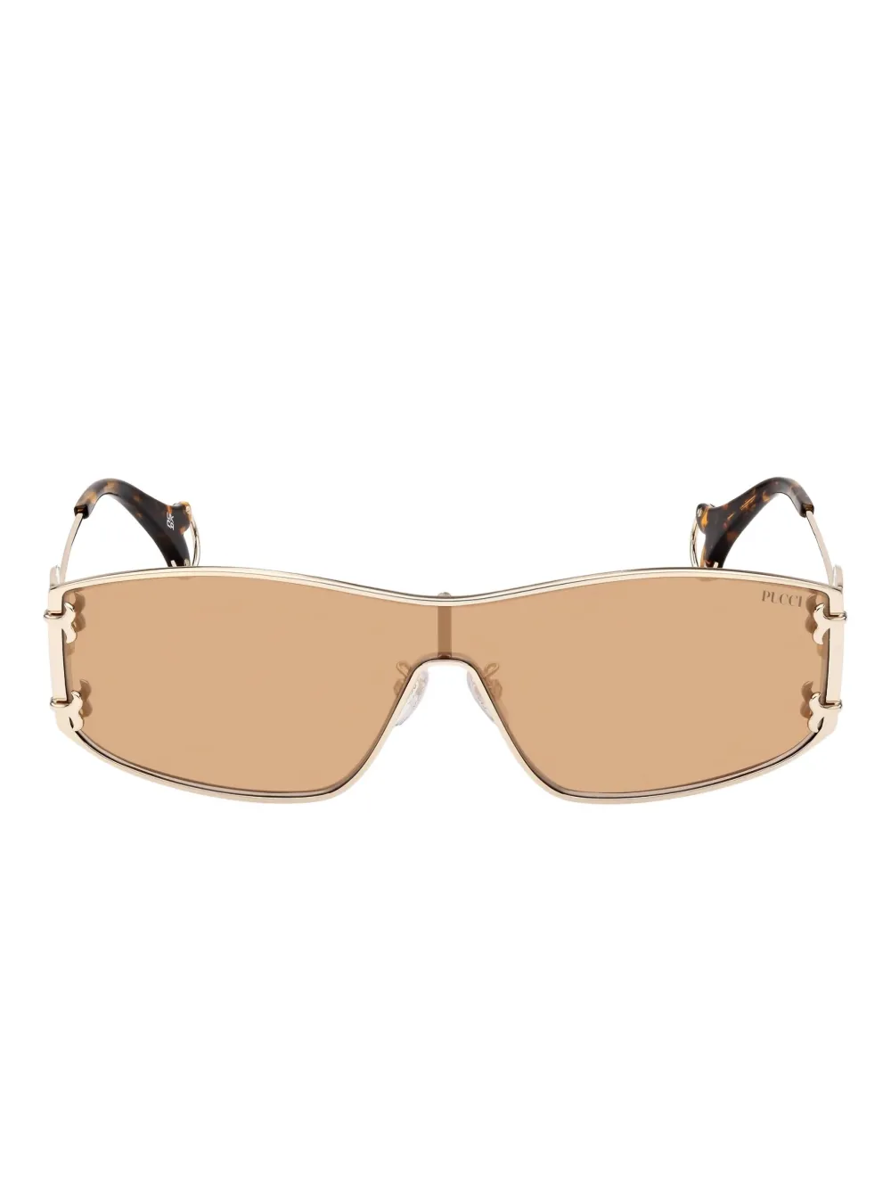 Pucci Logo-plaque Sunglasses In Gold
