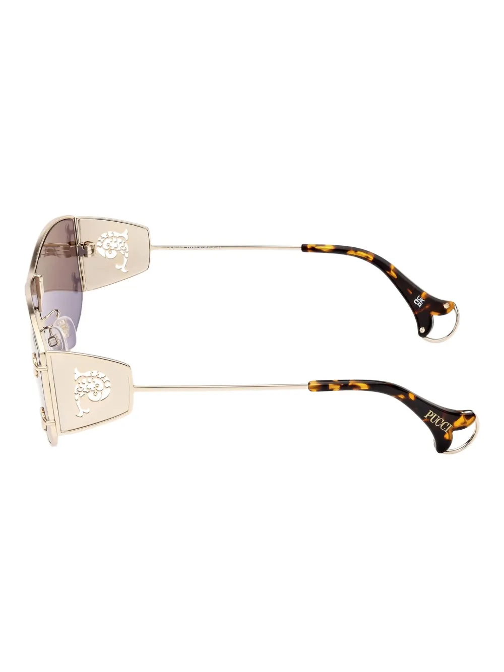 Pucci Logo-plaque Sunglasses In Gold