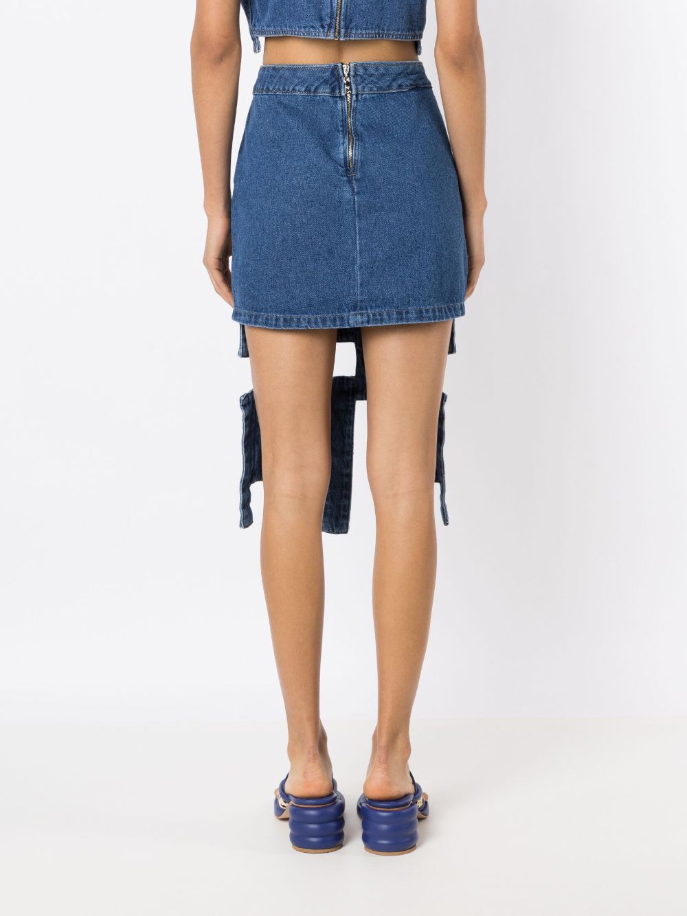 Shop Misci Pixel Asymmetric Denim Skirt In Blue