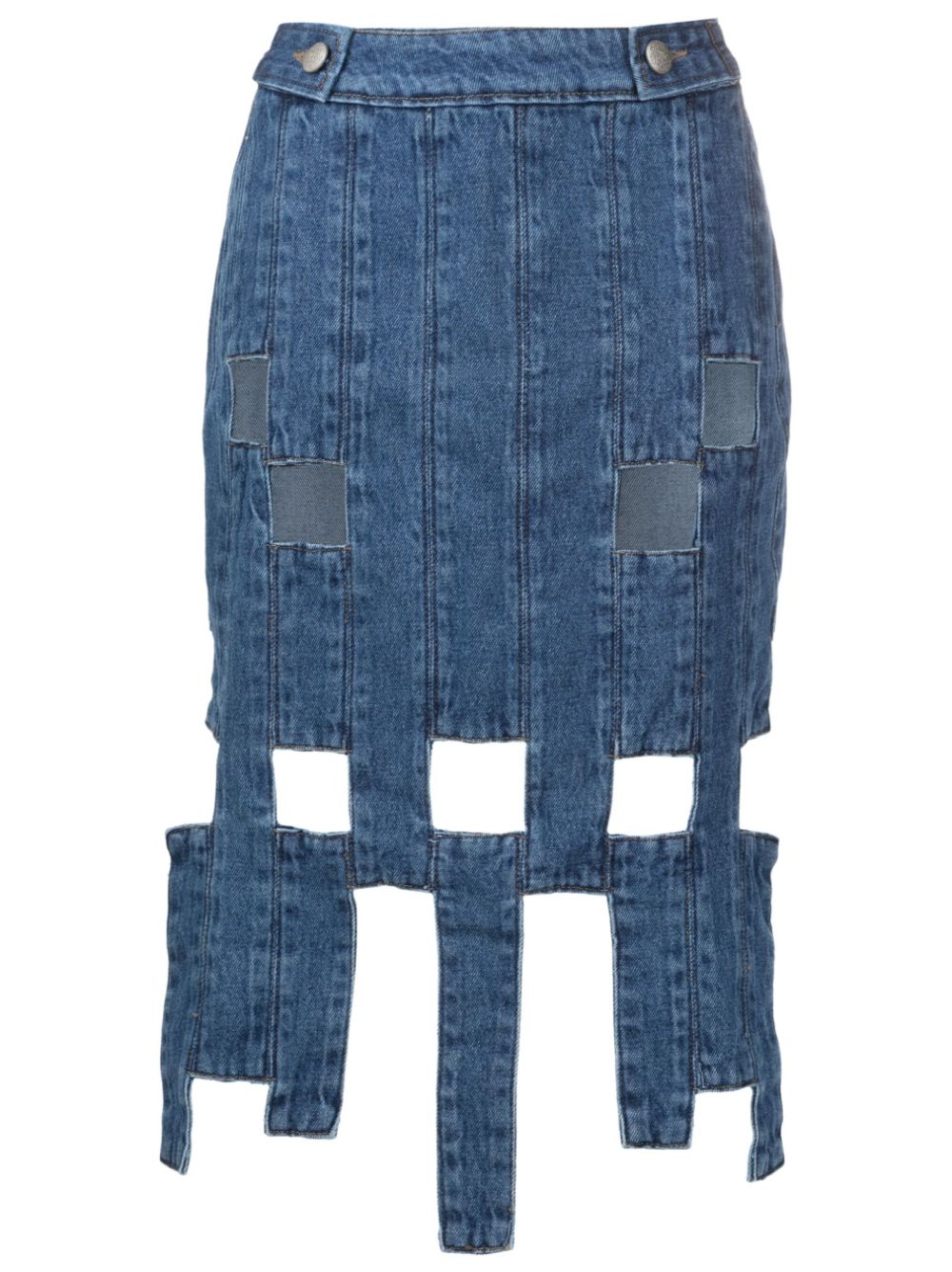Misci Pixel Asymmetric Denim Skirt In Blue