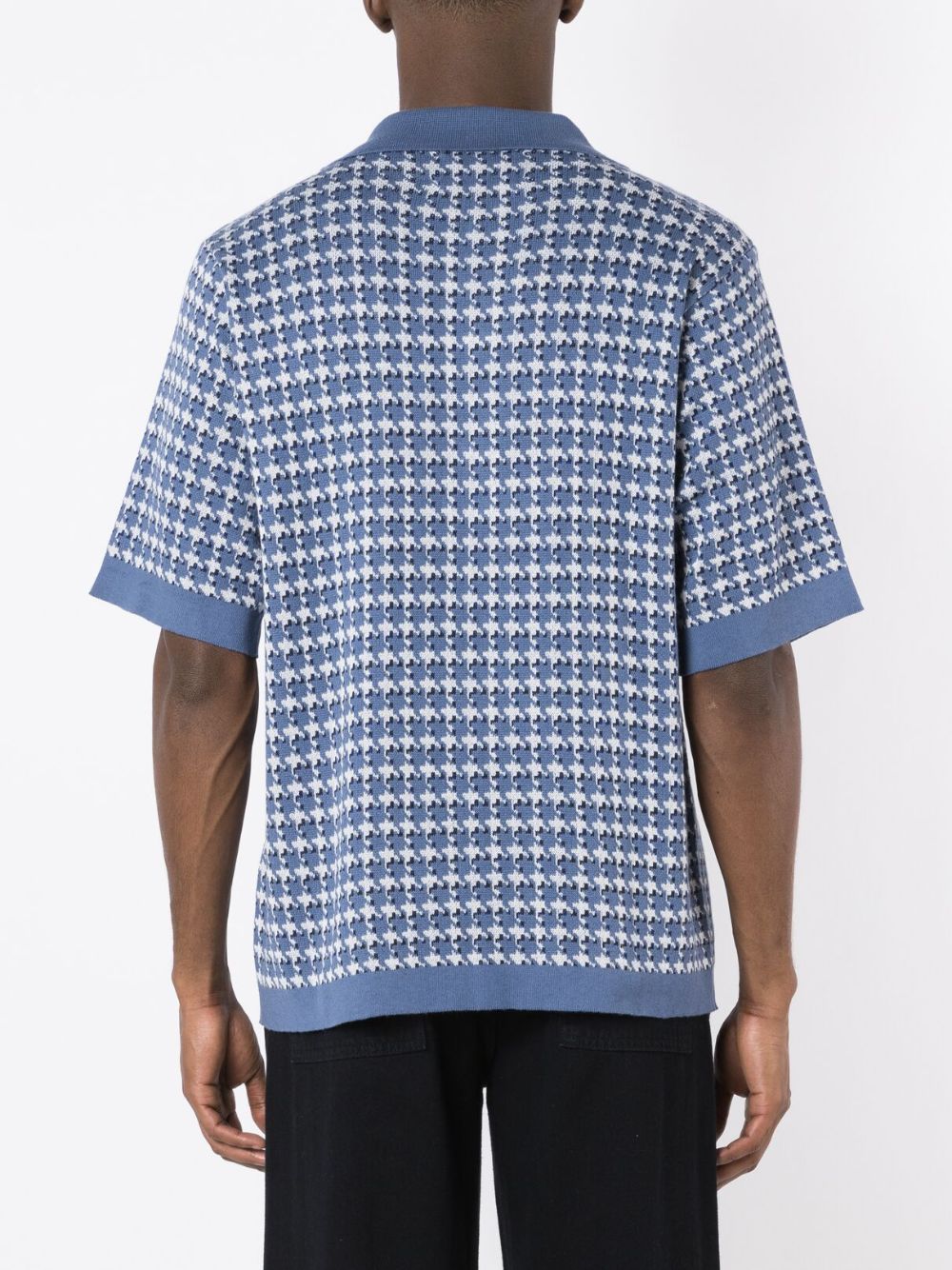 Shop Misci Patterned Tricot-knit Polo Shirt In Blue