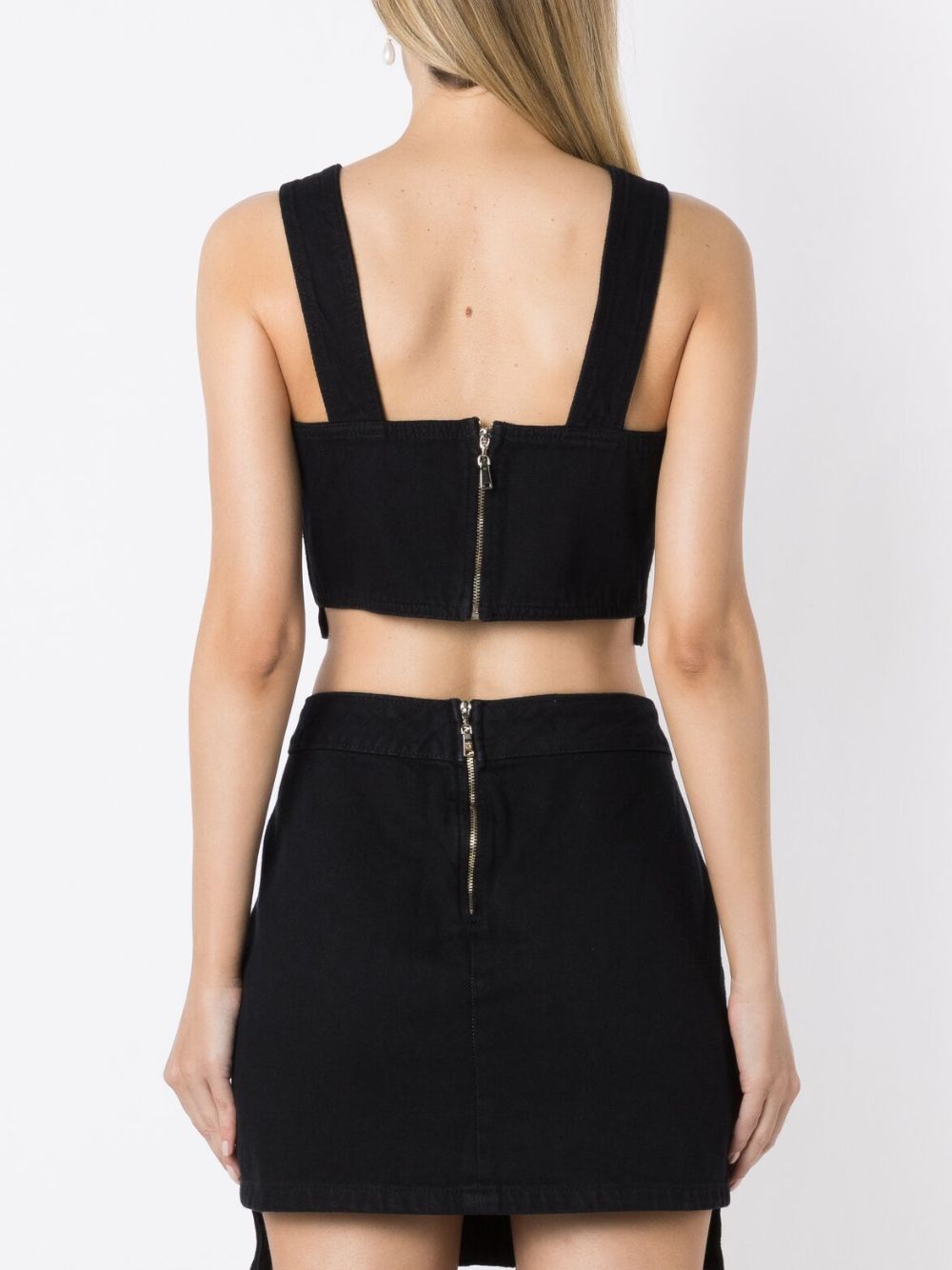 Shop Misci Pixel Denim Cropped Top In Black