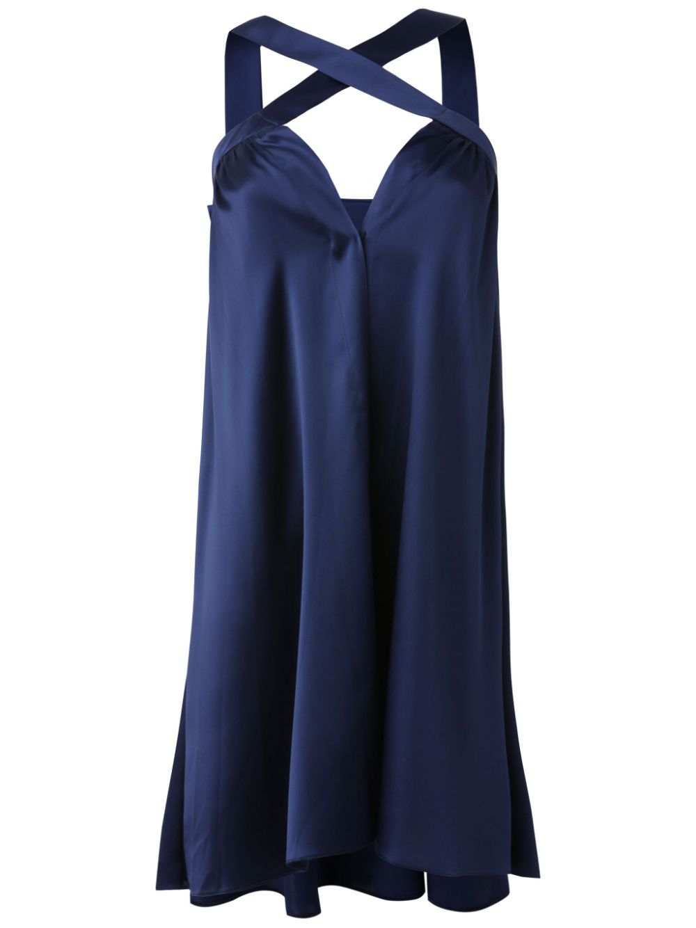 Misci Crossover-straps Silk Top In Blue