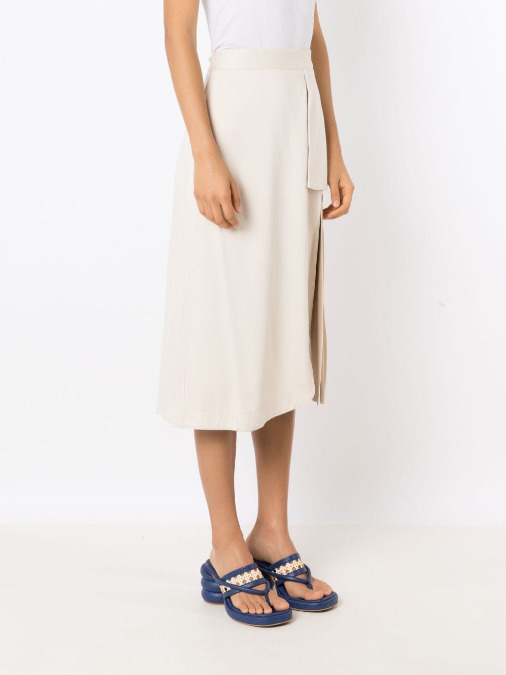 Shop Misci High-waisted Side-slit Skirt In Neutrals