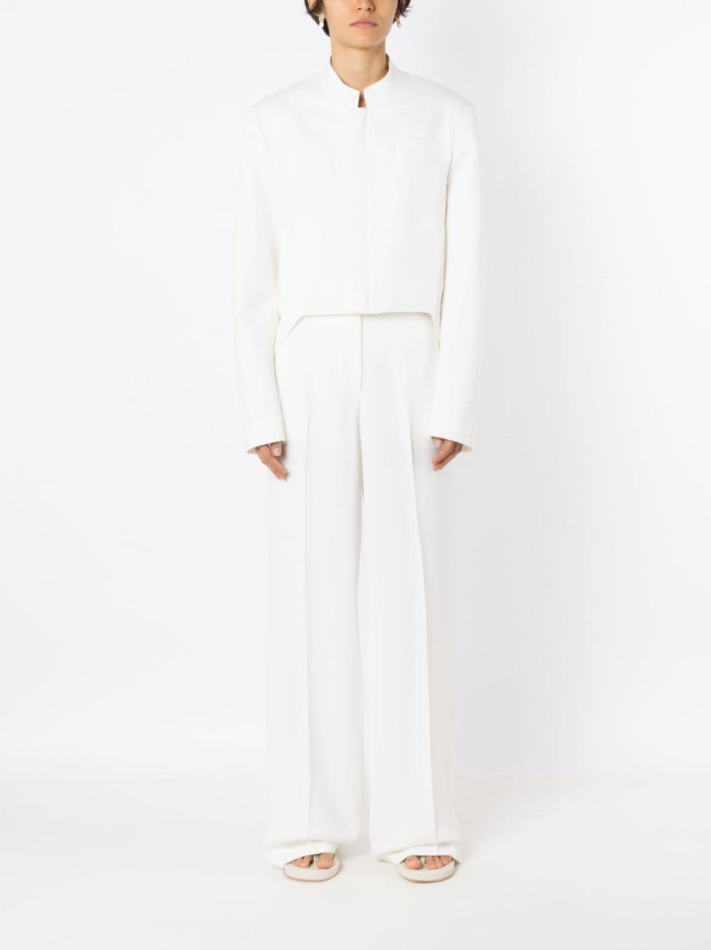 Shop Misci Gurgel Asymmetric Cropped Blazer In White