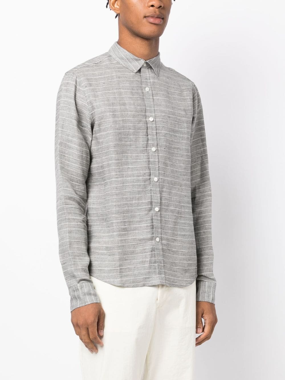 Shop Private Stock Horizontal-stripe Print Shirt In Grey